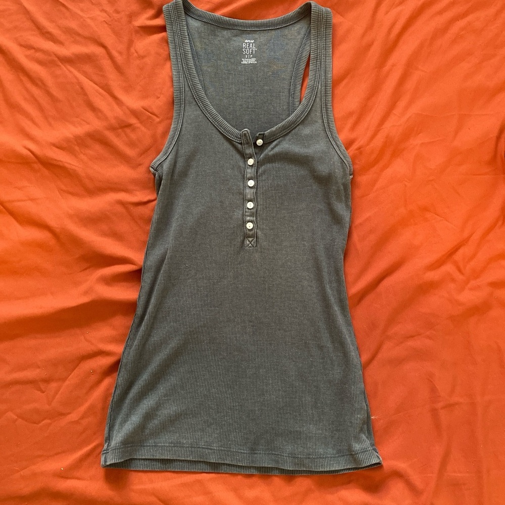 Green Ribbed Tank Top